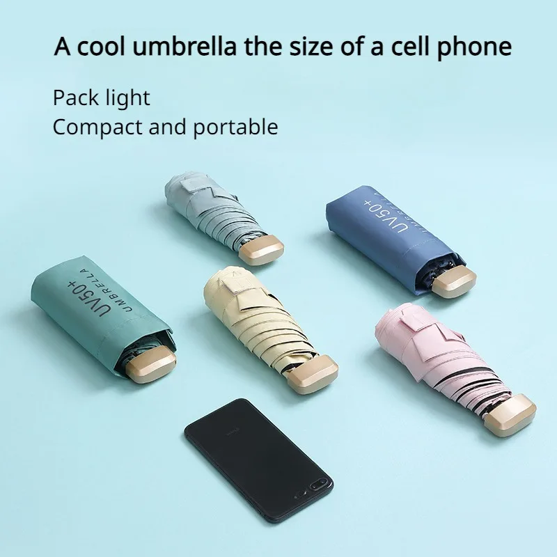 Ultra light mini women's 50 fold sun umbrella, sun protection and UV protection dual-purpose umbrella, sun umbrella pocket capsu