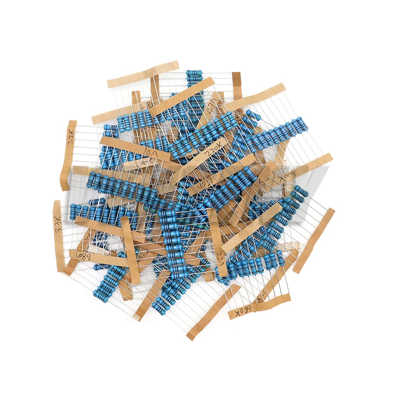 300 buah/lot 1W 1/2W 1/4W 1% Resistor Film logam aneka Kit Resistor = 300 buah Set resistensi 10 Ohm - 1M