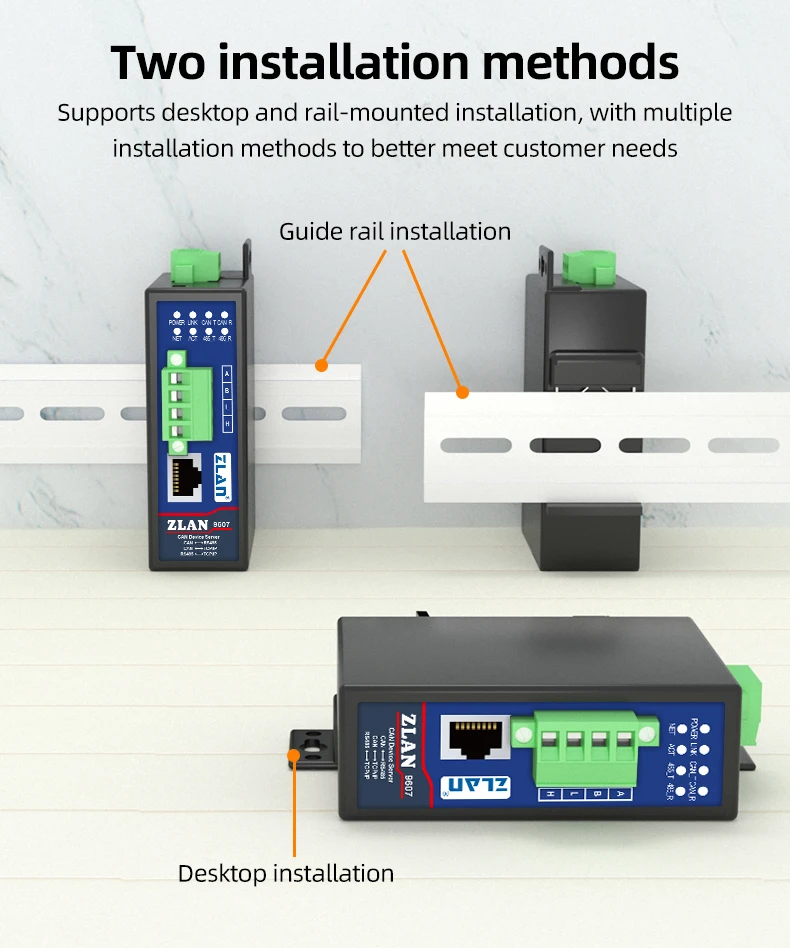 산업용 CAN 버스 상호 변환 ZLAN9600/9607 CAN RS485 시리얼 포트 이더넷 TCP/IP 네트워크 포트 통신 네트워킹