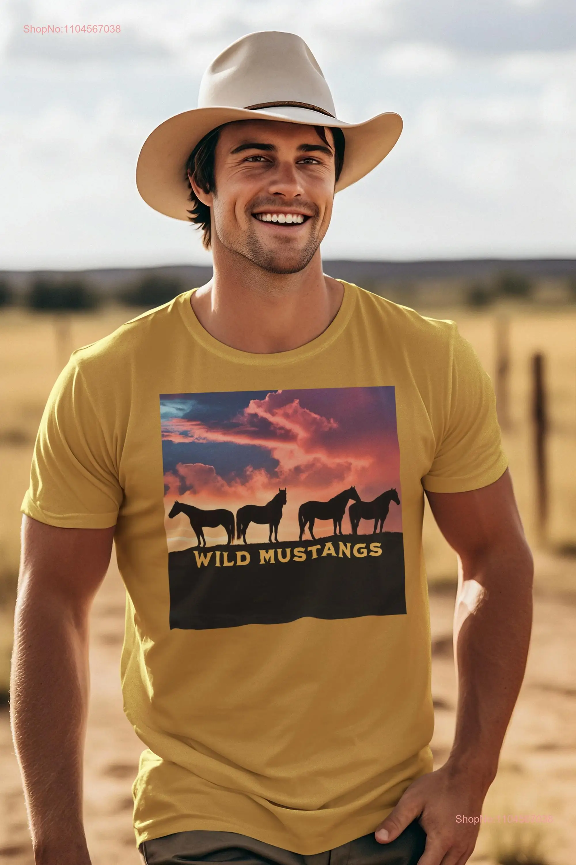 Wild Mustangs T Shirt Horse Lover Animal Nature Inspired S XL Sizes long or short sleeves