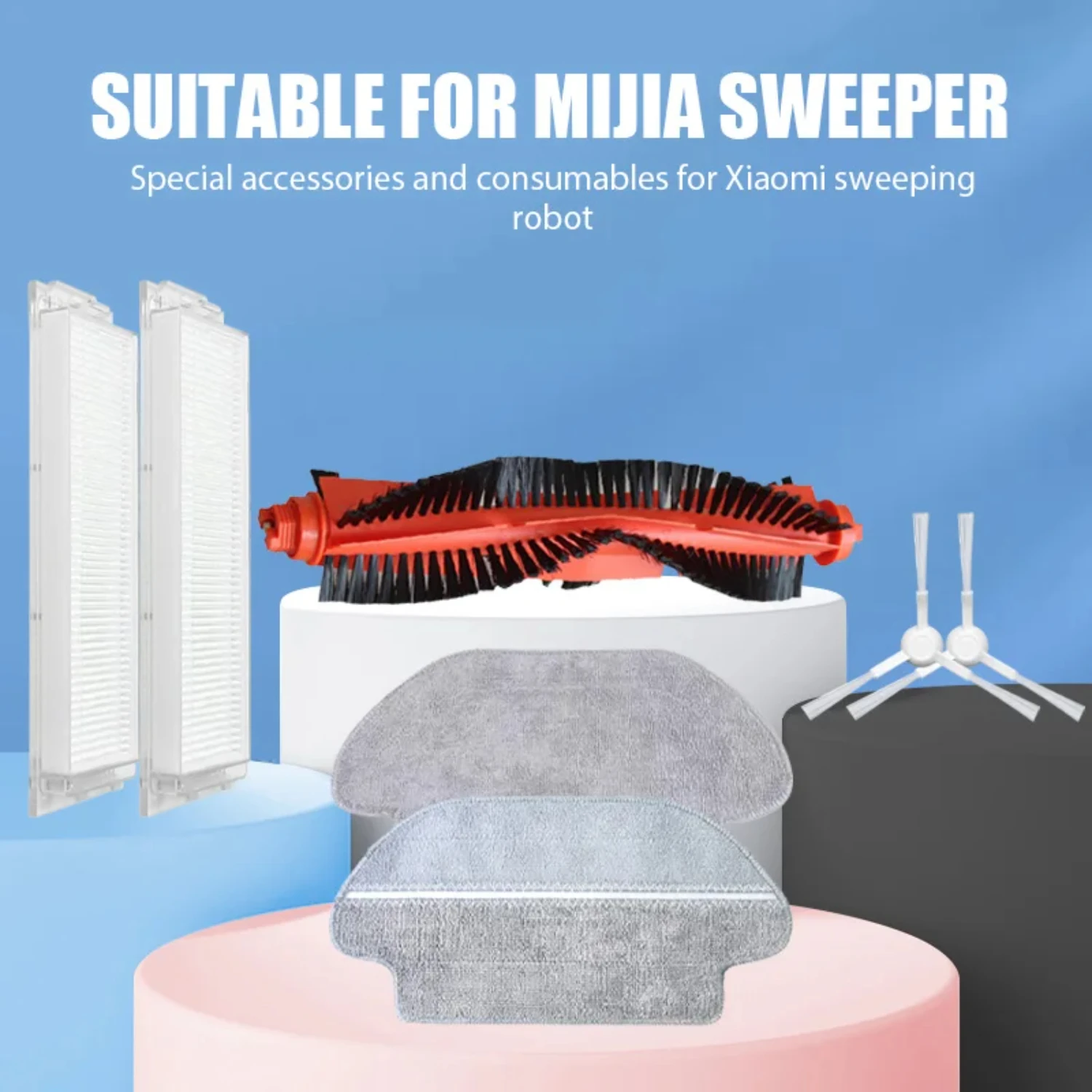 

Идеальные 7 шт. высококачественных аксессуаров для пылесоса STYJ03YM B106CN Robot Vacuum Mop 3C — включая фильтр, салфетку для швабры, основной и Si