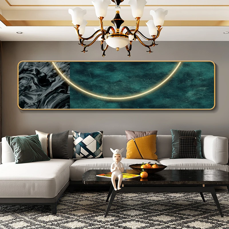 Wabi-sabi style living room light paintings, led illuminated light paintings, modern abstract sofa background wall hanging paint