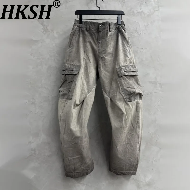 

HKSH Autumn New Man Waste Land Retro Patchwork Pocket Cargo Pants Fashion Versatile Tide Techwear Dark Chic Ins Overalls HK11913