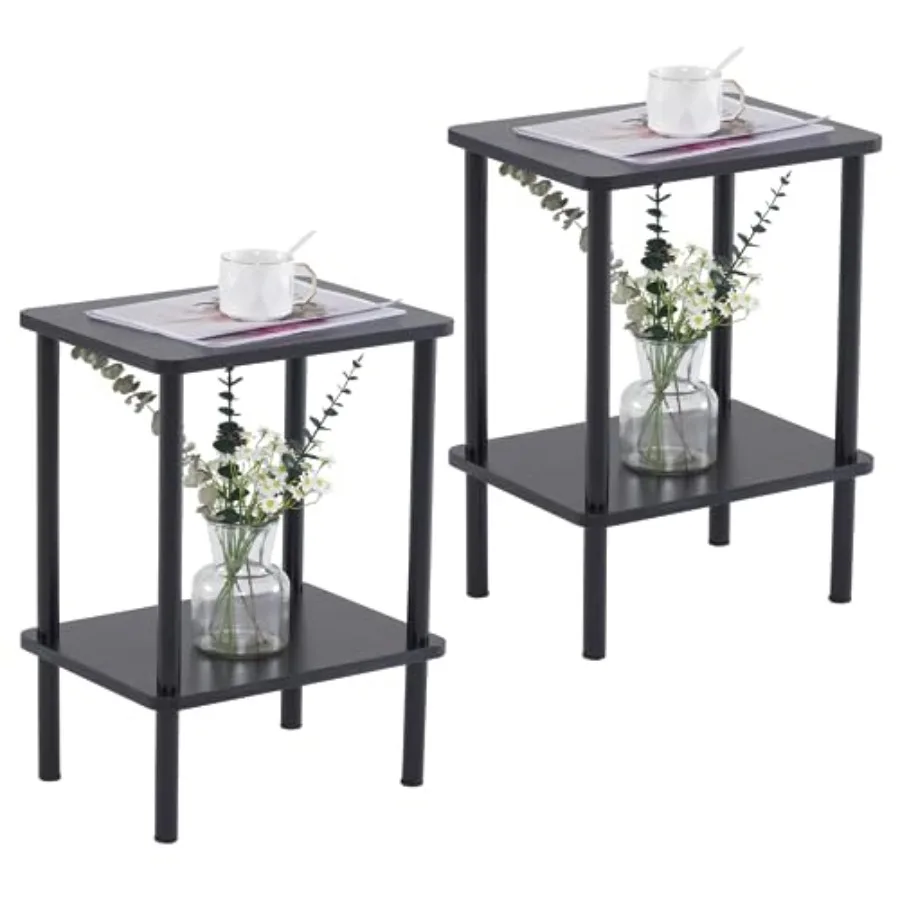 

End Table of Small Side Table Solid Wood Legs Boho Bedside Table with Storage Shelf Nightstand for Small Spaces Bedroom Living