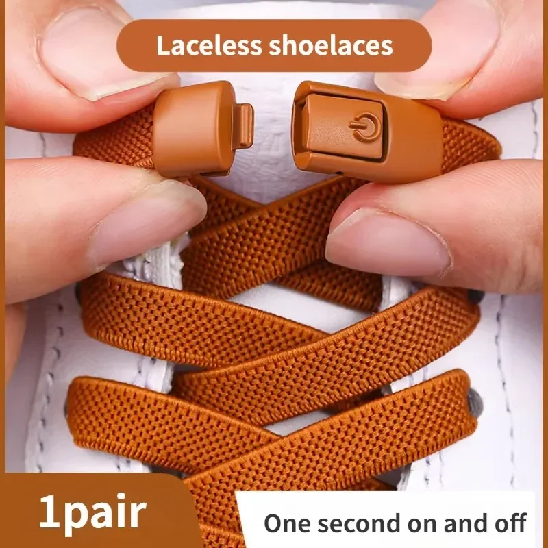8mm No Tie Shoe Laces Press Lock Shoelaces Without Ties Elastic Laces Sneaker Kids Adult Widened Flat Shoelace for Shoes