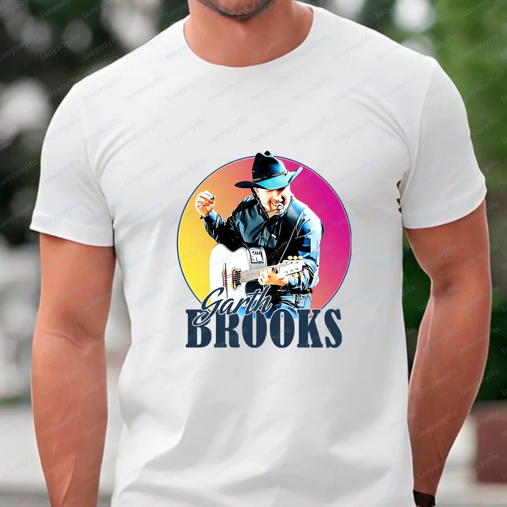 Loose and Retro Country Singer Garth Brooks Casual and Fashionable Round-neck Shirt for Men and Women, Comfortable T-shirt