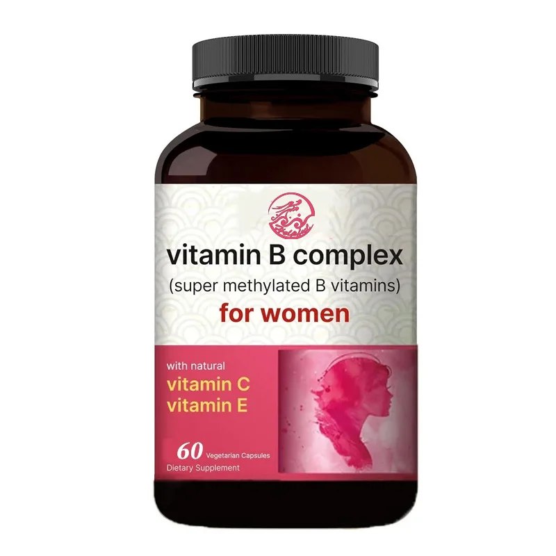 Complejos vitamínicos B, C y E para mujer, 60 cápsulas de folato, biotinicolín y inositol energía inmune y apoyo prenatal