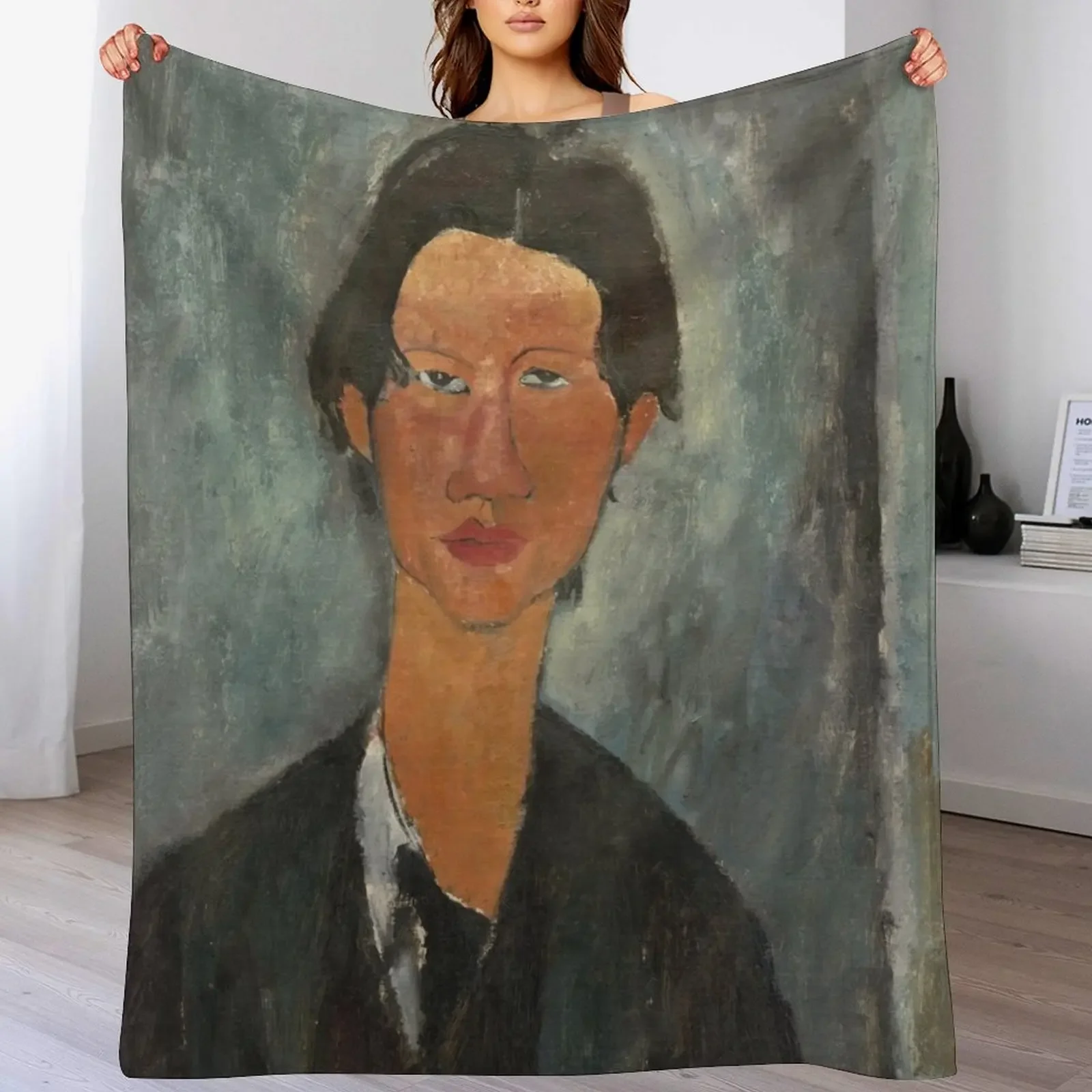 Amedeo Modigliani. Chaim Soutine, 1917. Throw Blanket valentine gift ideas Single Blankets