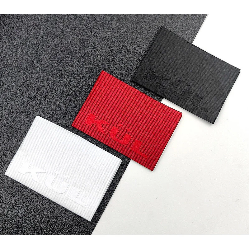 custom.Custom High Density 3d Iron on Heat Press Satin Dimension Care Neck Garment Sewing labels Woven care Label C