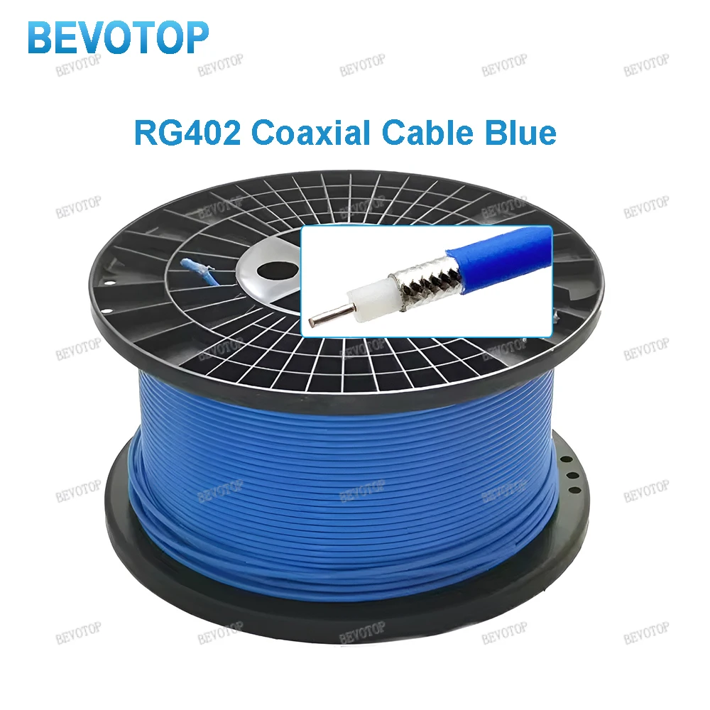 Blue RG402 Coaxial Cable Connector Semi-rigid Flexible RG-402 Coax Pigtail with Jacket RF Pigtail Jumper 0.5M 1M 5M 10M or Cu