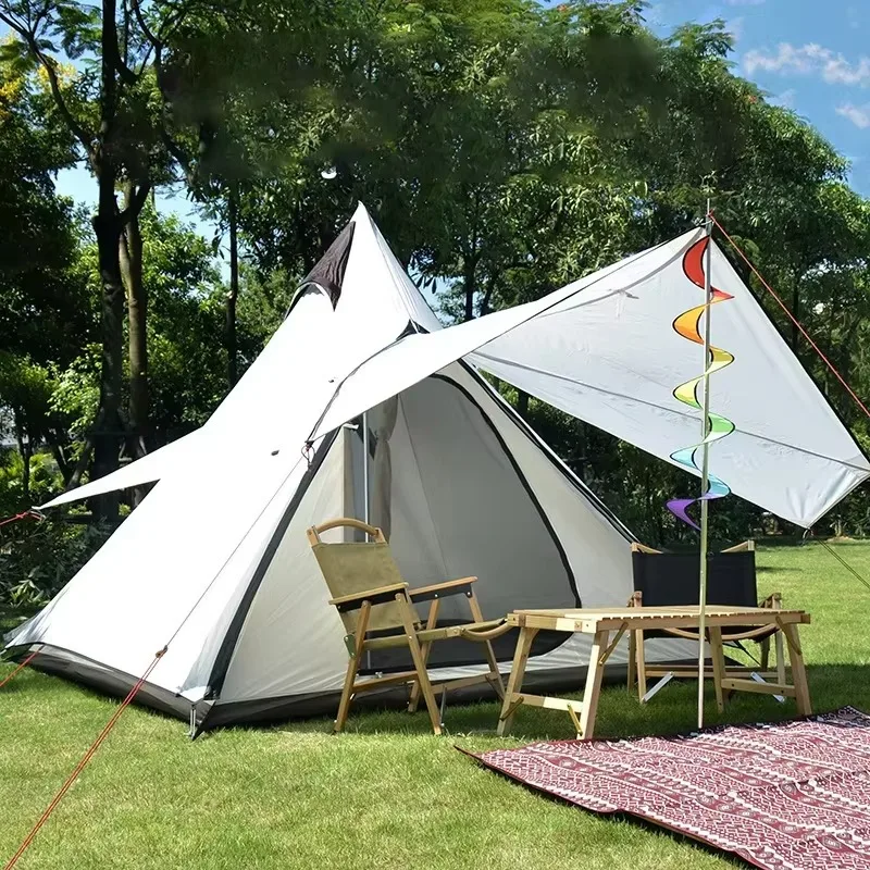 High Quality Double Layer Automatic Gazebo Outdoor Camping Tent Straight Bracing Type One Bedroom Four-season Tent