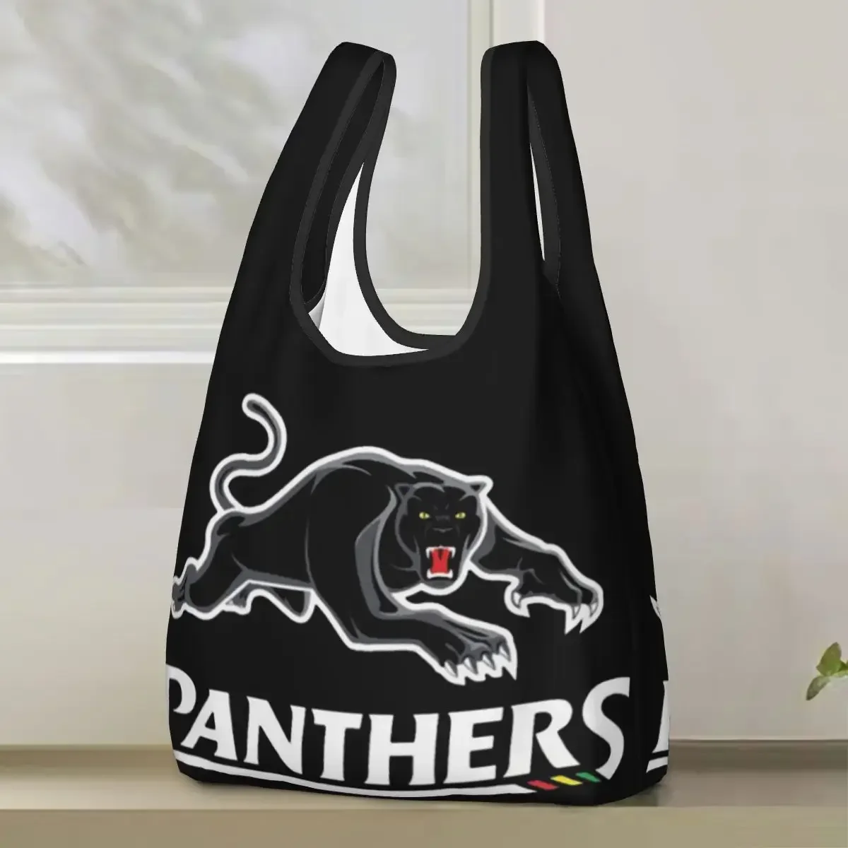 Panthers-Penrit Shopping Bag Portable Tote Bags Foldable Shoulder Shopper Bag Grocery Handbag