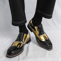 Classic Retro Style Oxford Shoes Fashionable Color Blocking Casual Leather Brogue Shoes Brand Mens Wedding Business Office Shoes