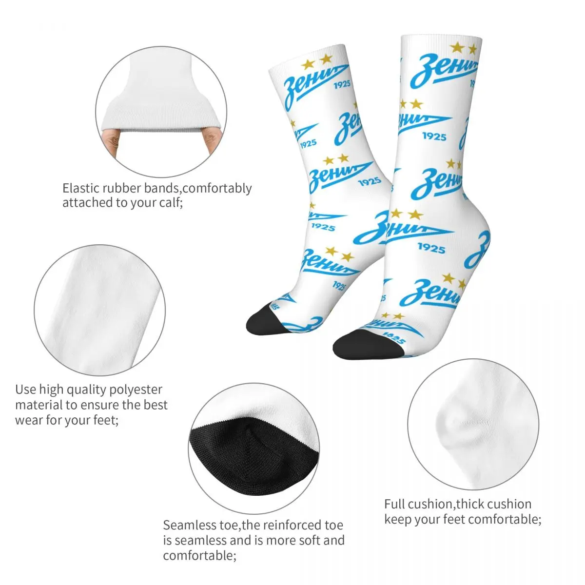 Unisex FC Zenit Saint Petersburg Socks Cute Casual Socks Novelty Accessories Middle Tube Socks Suprise Gift Idea