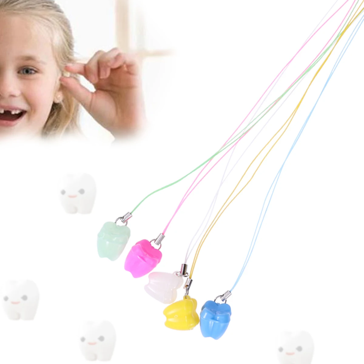 5pcs Baby Teeth Storage Deciduous Tooth Organizer Kids Gift Necklace Case Mixed Color Christmas New Year Milk