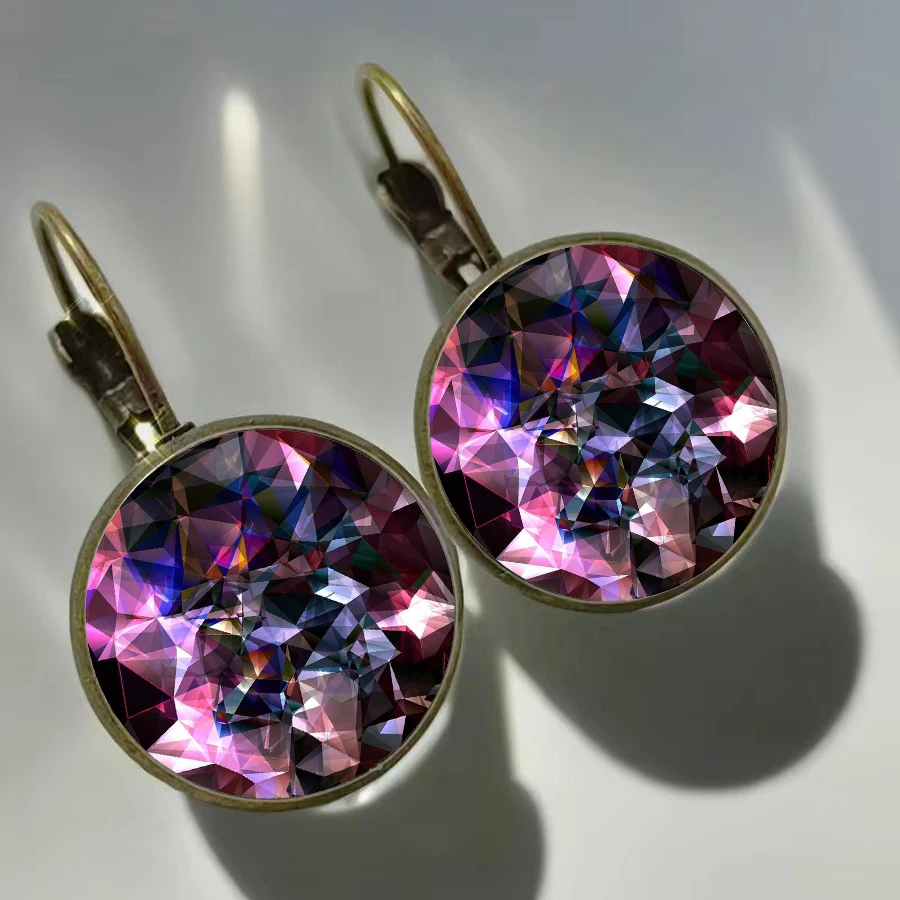 2024 New Product Launch Colorful Crystal Pattern Earrings Shining Crystal Glass Earrings Charming Women's Jewelry Gifts