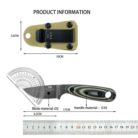 NY ESEE-Izula Fastbladskniv Djungelöverlevnadskniv D2-blad G10-handtag Utomhus EDC Camping Vandring Jakt Fickknivar 8 best sales knivar med fast blad - №8