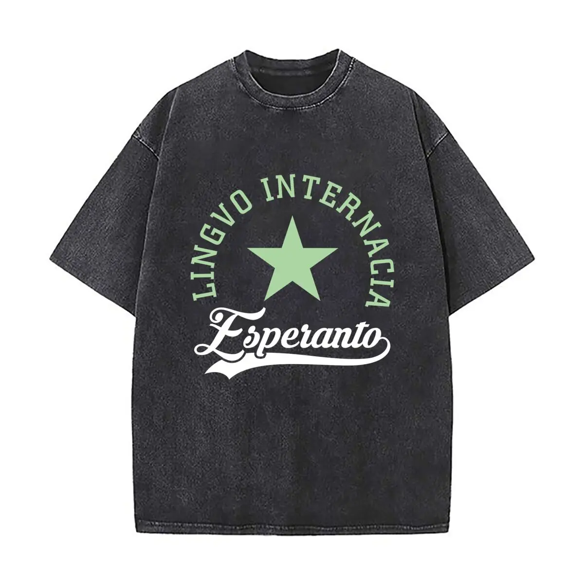 

Esperanto Star Language - Inspired, Lingvo Internacia Symbol Design Men's Summer T-shirt Short Sleeve Loose Short Sleeve