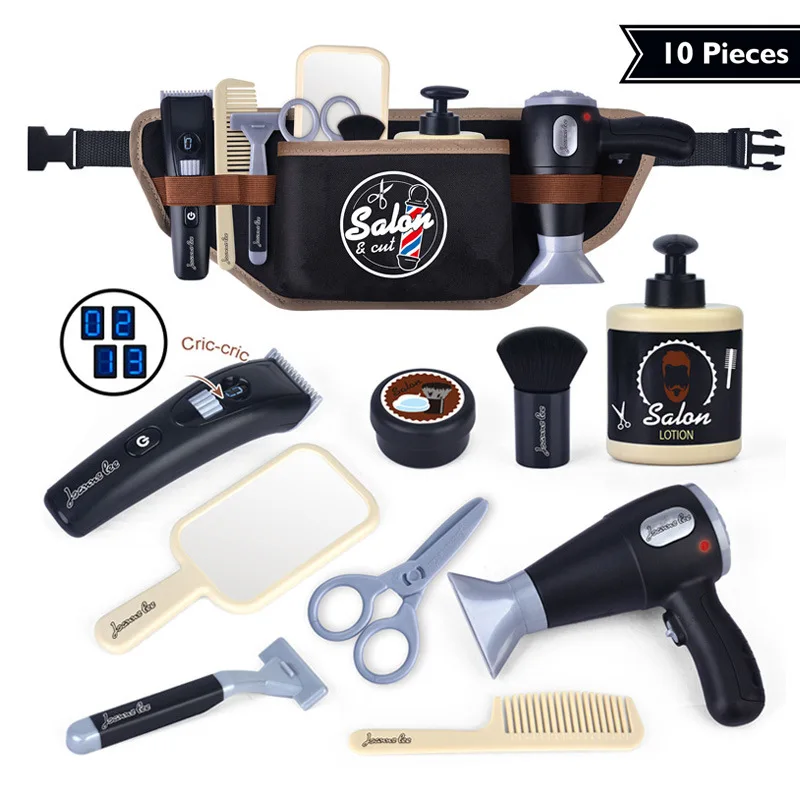 Fun Simulation Role Playing Barber Pretend Play Hair Dryer Storage Waist Bag Set Boys' Puzzle Birthday Christmas Toy Gift