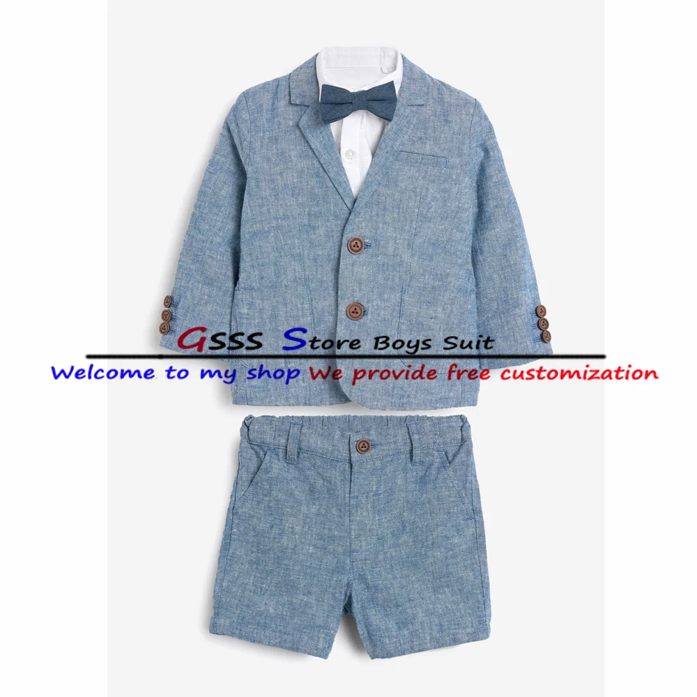 Summer Boy Suit 2 Piece Casual Blazer Pants Set Kids Shorts Jacket Wedding Party Tuxedo Child Prom Dress