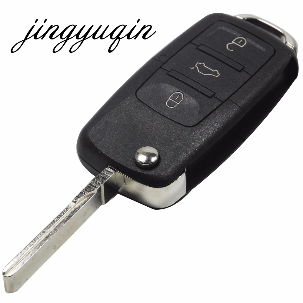 Jingyuqin 10pcs 3 button Folding Car Remote Key Flip Folding Key Shell Case For Volkswagen Vw Golf Passat Beetle Skoda Seat Polo