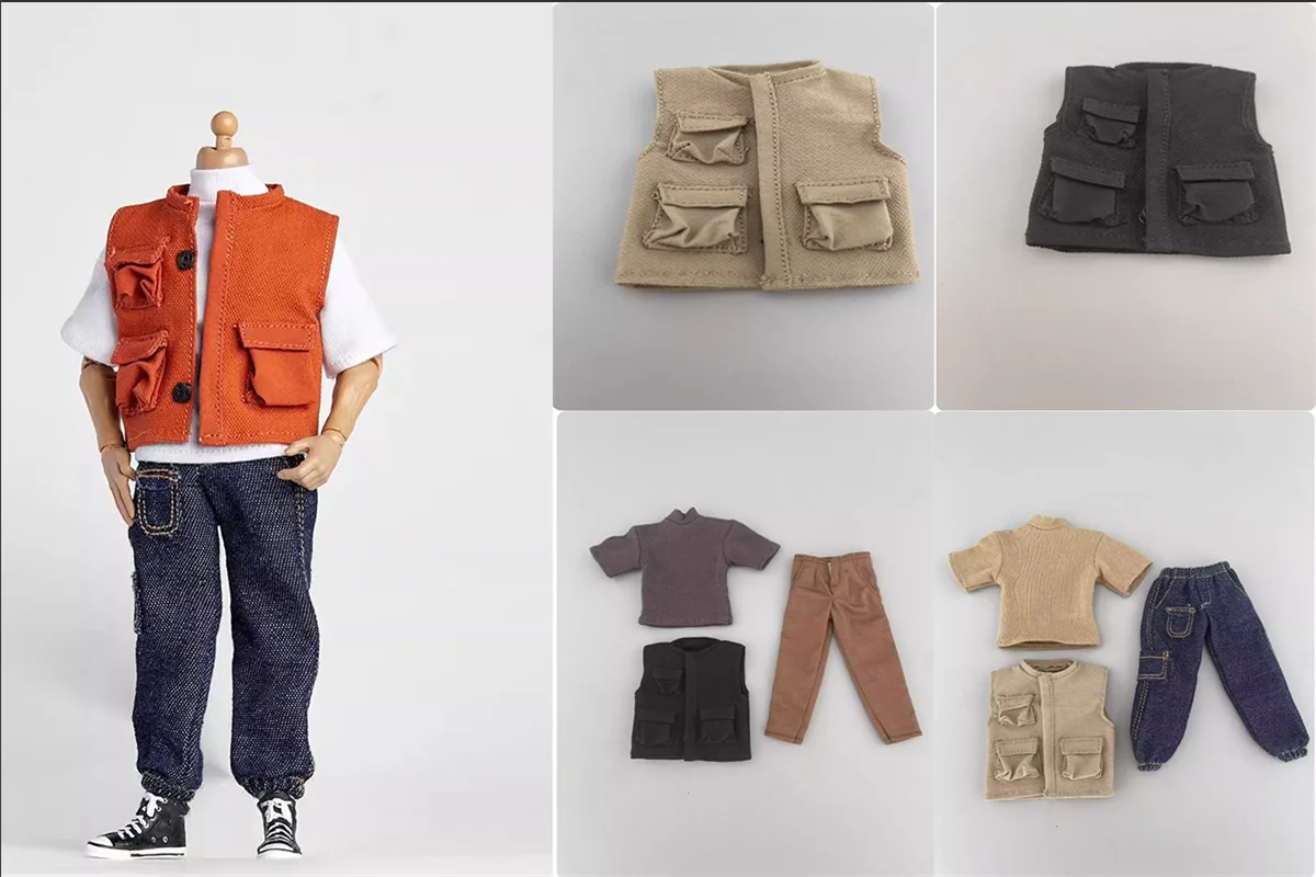 الحلزون في المخزون 1/12 الجندي الترفيه جيوب متعددة سترة تي شيرت مستقيم الساق الجينز صالح 6 ''عمل الشكل الجسم دمية