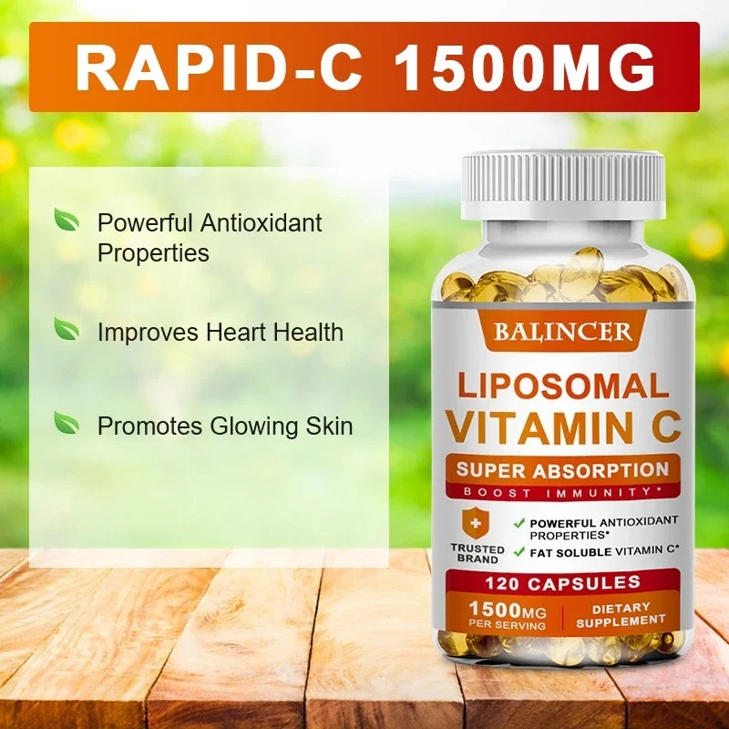 Liposomal Vitamin C Capsules - Promotes Collagen Production, Supports Skin, Immune Health, Powerful Antioxidant
