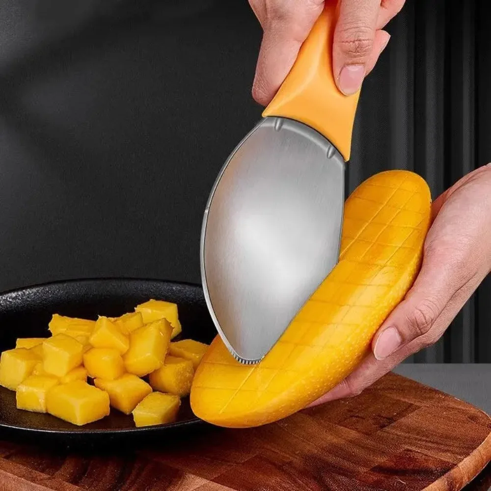 

2PCS Multifunctional Mango Peeler Tool Stainless Steel Portable Mango Meat Separator Labor-saving Pulp Scoop Kitchen