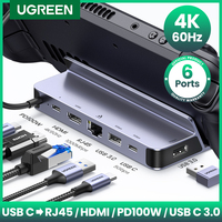 UGREEN USB C Docking Station Type C to HDMI 4K60Hz RJ45 PD100W Dock for Steam Deck Nintend Switch MacBook Pro Air PC USB 3.0 HUB