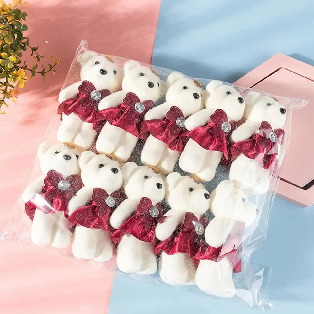 10pcs/Bag Bouquet Bear Ice Cream Diamond Bear Valentines Day Gift For Wedding Bouquet Cute Bear Beautiful Flower Gift Home Decor
