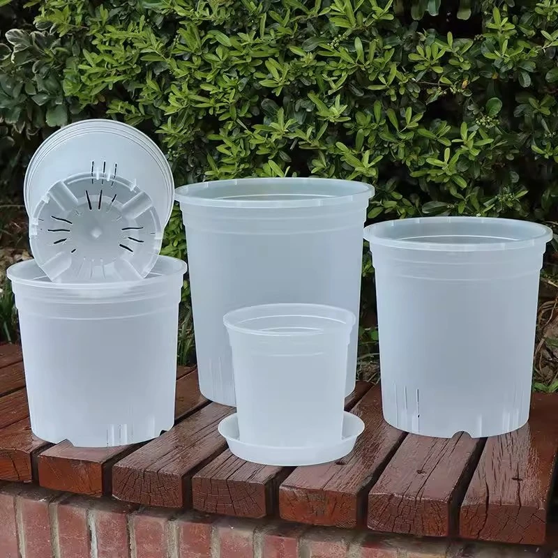 أصيص زهور شفاف مع ثقوب وعاء نبات بلاستيكي أصيص حضانة قابل للتنفس للتحكم في الجذر وعاء زهور مستدير لتزيين المنزل والحديقة #1