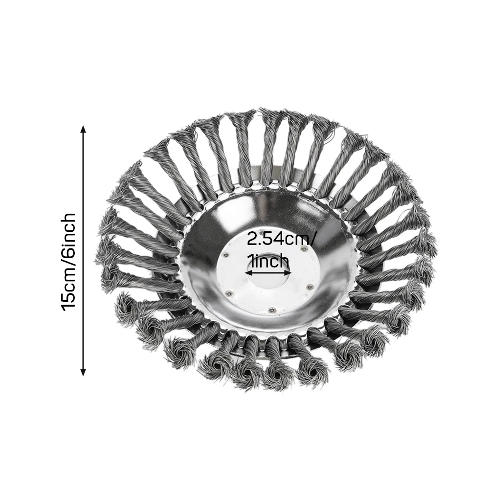 Disque de brosse de roue de fil d'acier de 6 pouces, tête de débroussailleuse de mauvaises herbes, tondeuse à gazon de jardin, outil universel de coupe de tête de coupe d'enge, nouvelle mise à niveau