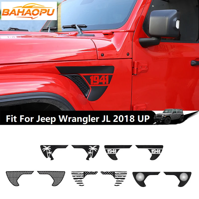 

BAHAOPU PVC Car Side Fender Air Intake Vents Decoration Stickers For Jeep Wrangler JL Gladiator JT 2018 UP,Styling Accessories