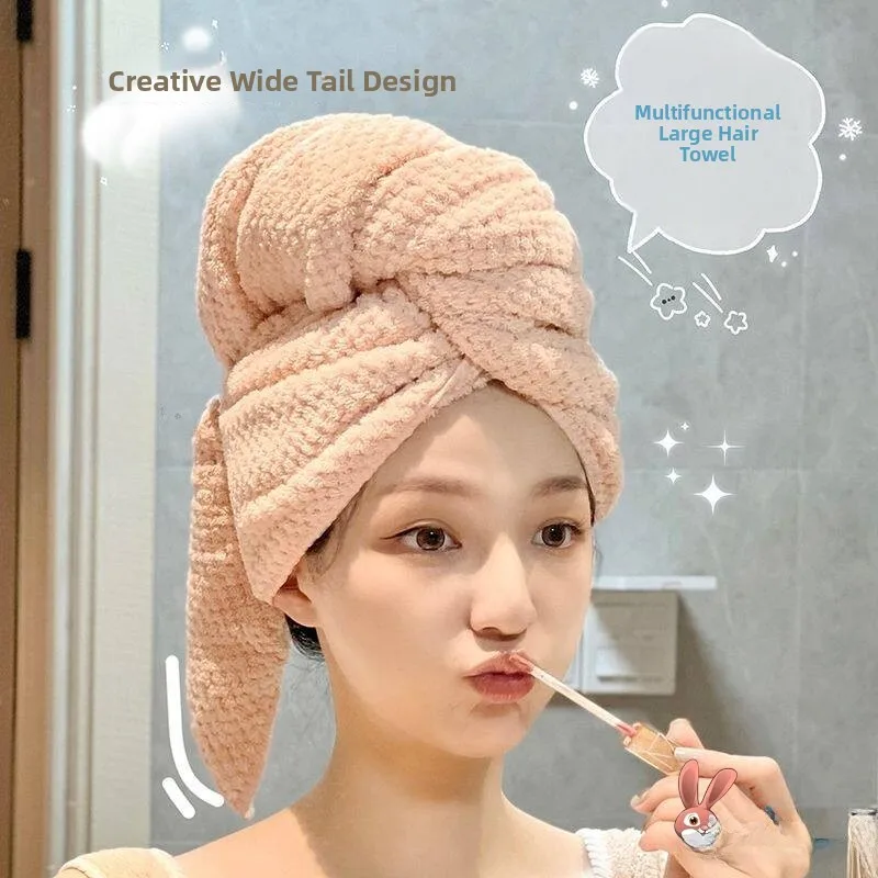 

Super Absorbent One-Piece Dry Hair Cap for Women Long Hair Quick Dry Shampoo Towel Pink Girl Heart Bath Towel Hair Drying Cap