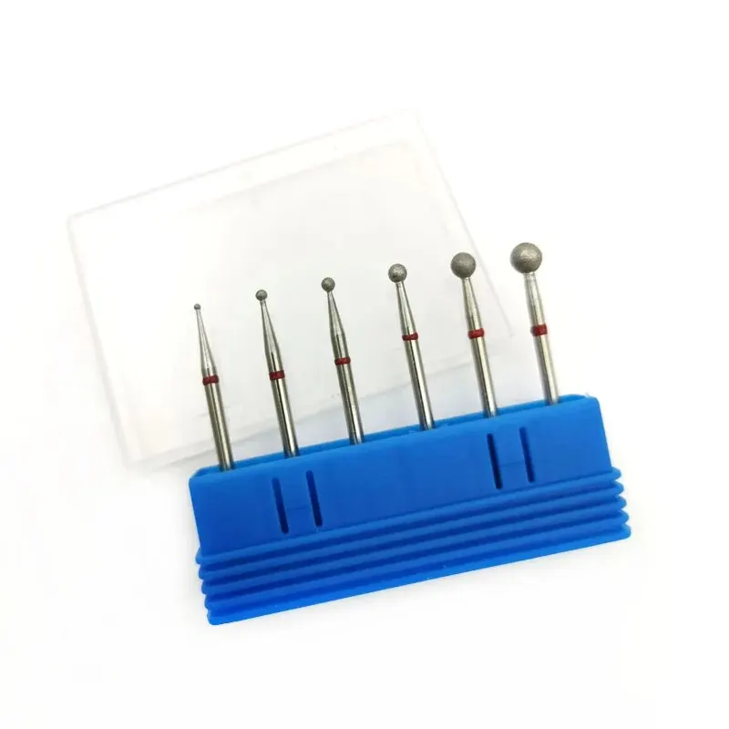 HYTOOS boule diamant forets à ongles 6 pièces/ensemble grain fin rotatif cuticule propre bavure manucure foret Machine accessoires