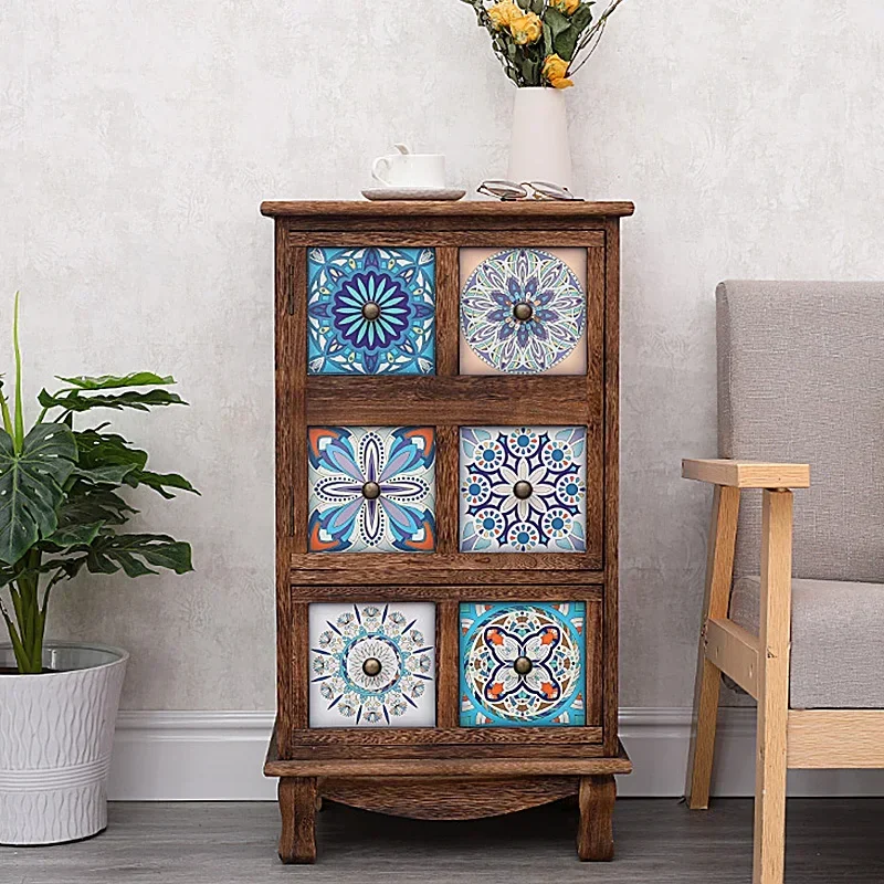 

European Painted Large Capacity Storage Cabinet No Need To Install Nightstand Solid Wood Simple Chest of Drawers for Bedroom