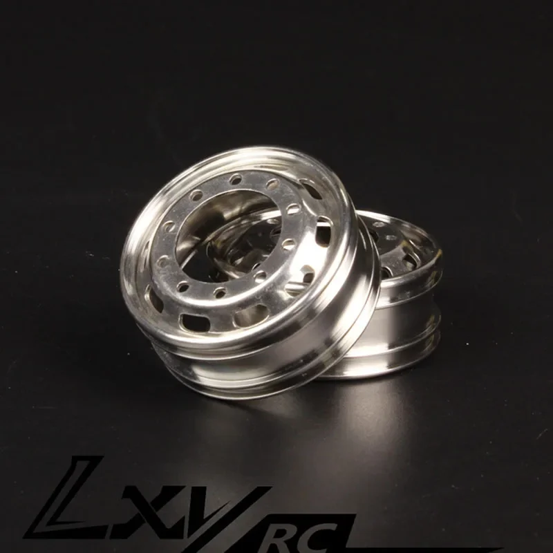 LXYRC 1 Pair Metal Simulation Bright Stainless Steel Wheel Hub for 1/14 Tamiya RC Truck for SCANIA 770S R620 VOLVO BENZ Arocs