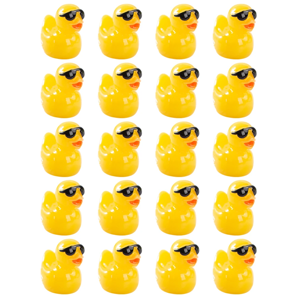 

20pcs Sunglasses Realistic Resin Figurines Durable Garden Mini Duck Yard Decorations DIY Animal Statues