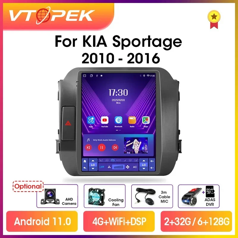 

Vtopek 9.7" 2din Android 11.0 Car Radio Multimidia Video Player Navigation GPS For KIA Sportage 3 SL 2010-2016 For Tesla Style