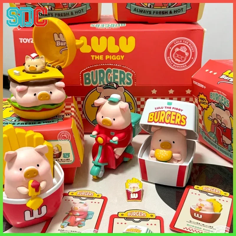 

Toyzeroplus Lulu the Piggy Burgers Series Movable Blind Box Kawaii Piggy Action Figure Surprise Birthday Gift for Kids