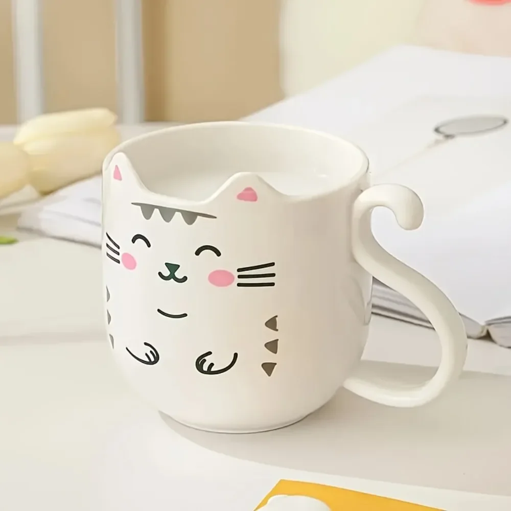 1pc Cute Cartoon Cat Mug Creative Gift For Kids Perfect For Home Travel Thickened Plastic Wash Cup For Toothbrush And Mouthwash