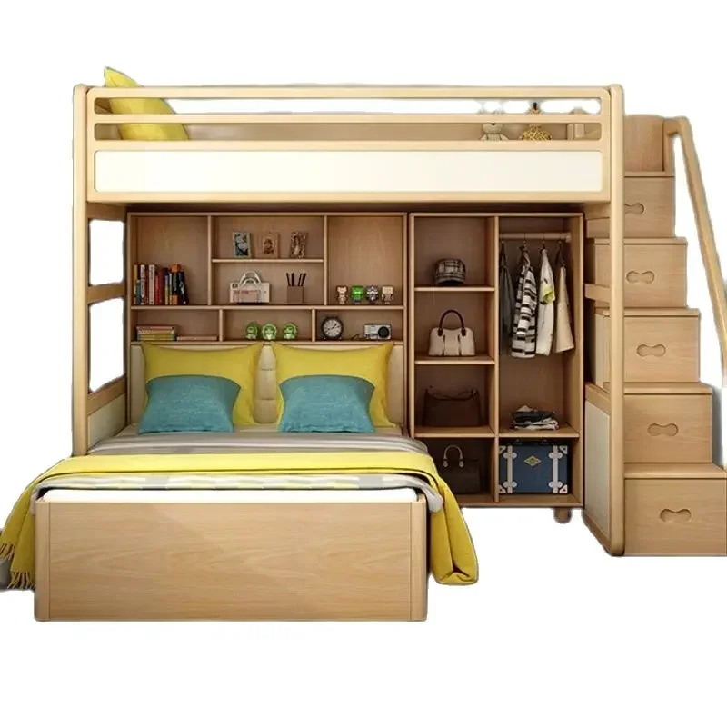 ~*Nordic Solid Wood up and down Height-Adjustable Bed Bunk Bed Bunk Bed Bedroom Furniture Set