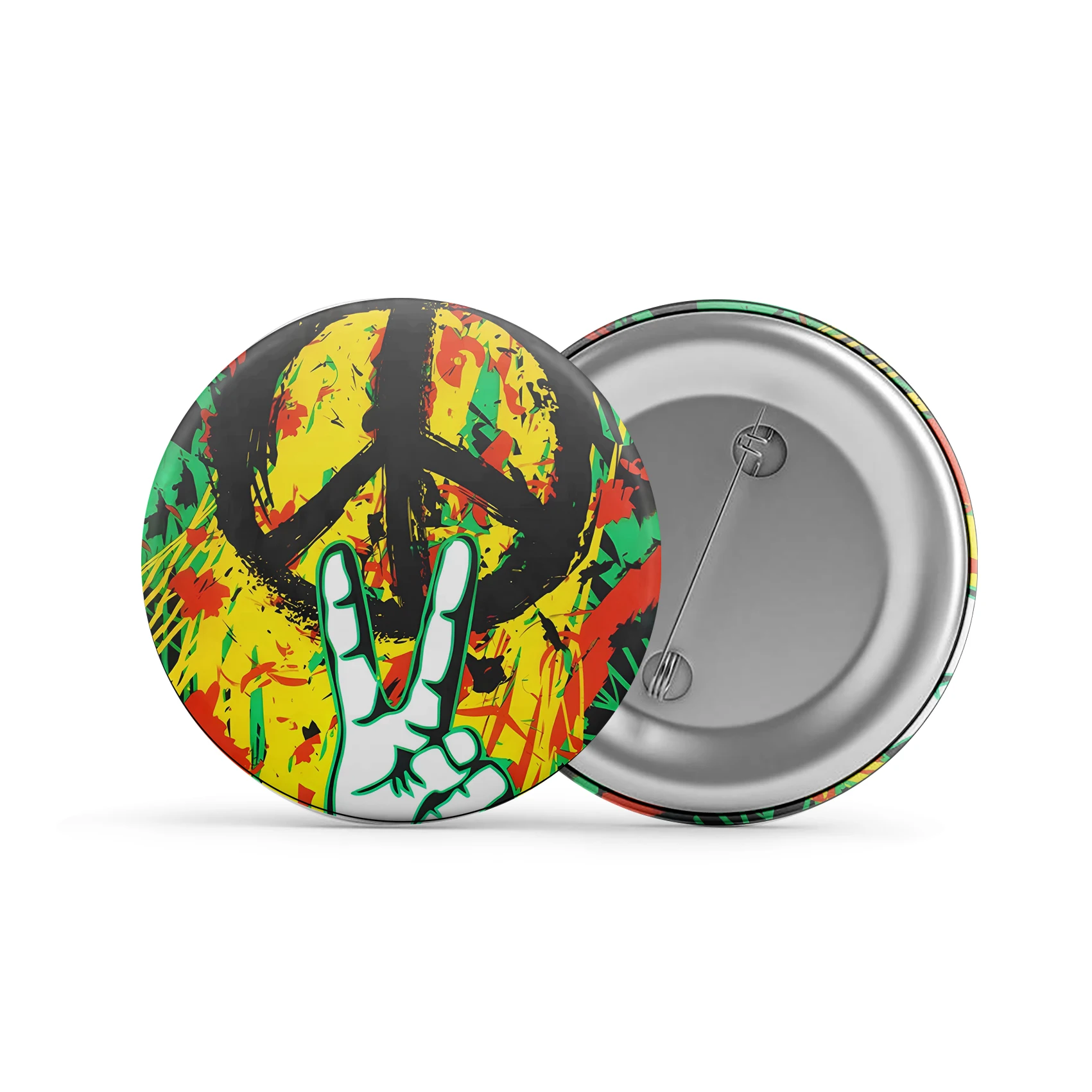 Rasta Peace Grafitti Flag of BOB Marley Reggae Hippie Band Brooch Badge Backpack Accessories Decor Gifts Support Custom HZ-291