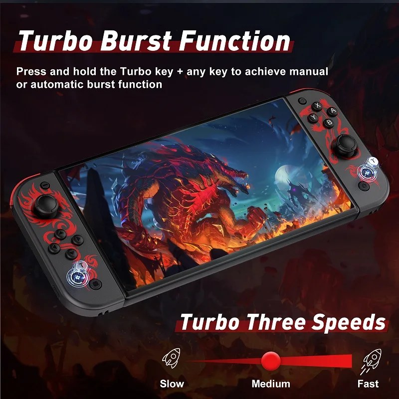 Joypad For Nintendo Switch - Turbo Vibration Wake-up Function,PC/Phone Game Wireless Controller,Video Gamepad  - Dragon Animal