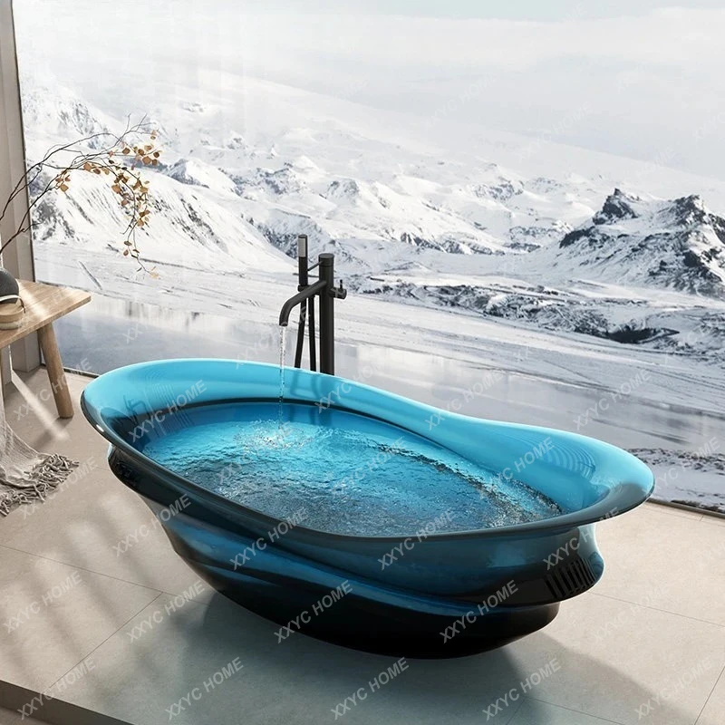 XX Transparent Bath Household Hotel Oval Resin Color Art Crystal Freestanding Double Bath