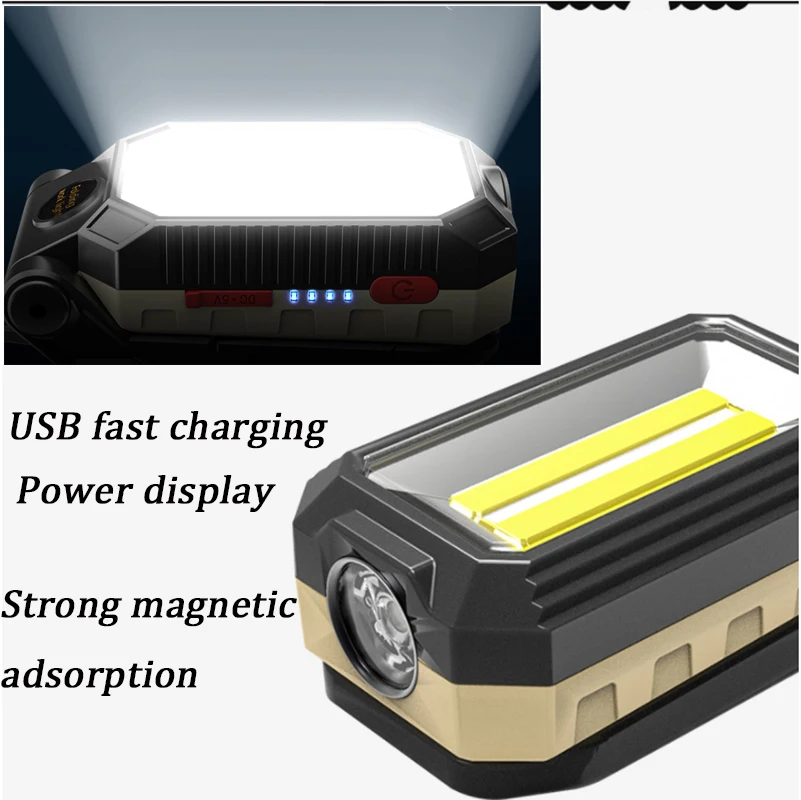 F2 tragbare LED-Taschenlampe USB wiederauf ladbare Cob Arbeits licht einstellbare wasserdichte Camping Laterne Magnet Design Power Display