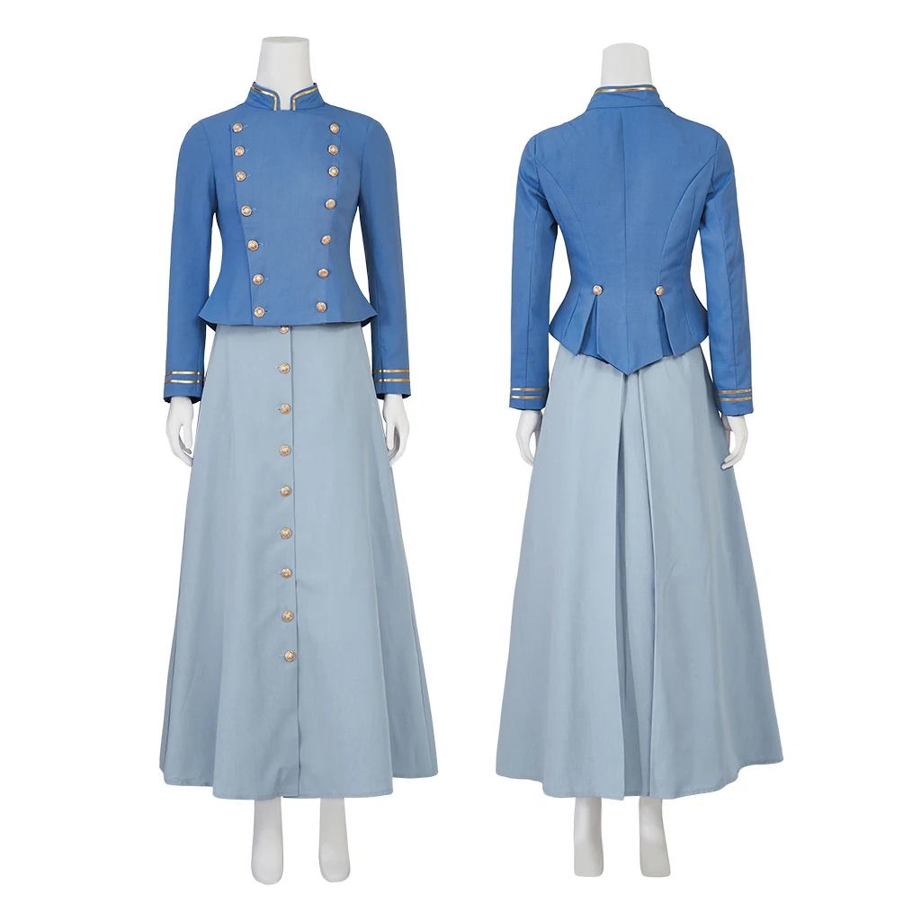 

Enola Holmes 2 Cosplay Enola Holmes Costume Vintage Double Breasted Long Sleeve Coat Skirts Set Women Halloween Party Outfit