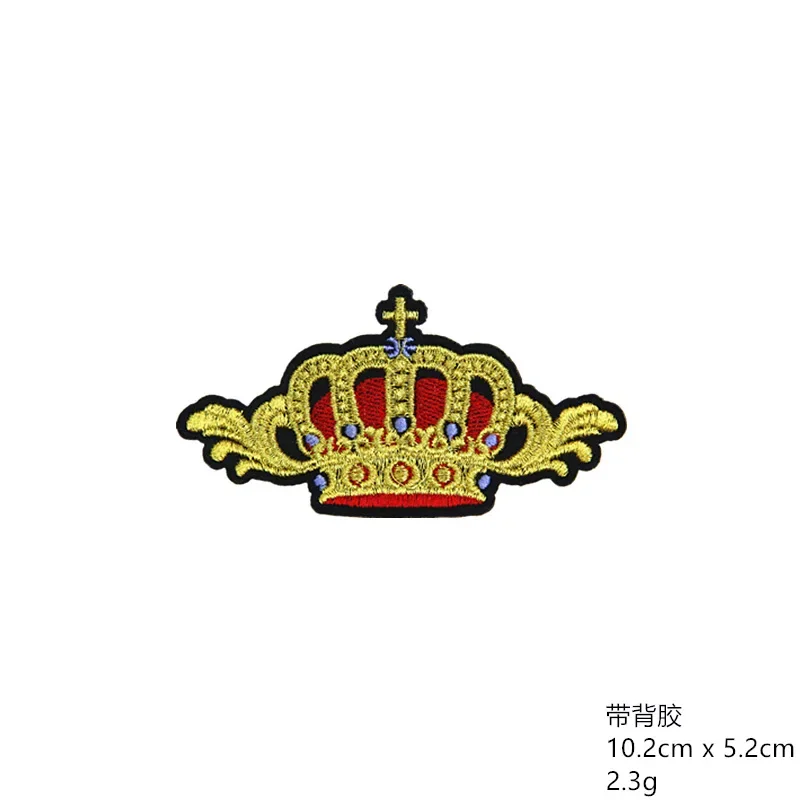 Golden Crown Embroidery Patches Royal Crown Iron on Badges Luxury Coronet Emblem Appliques Lolita Uniforms Logo for JK Costumes