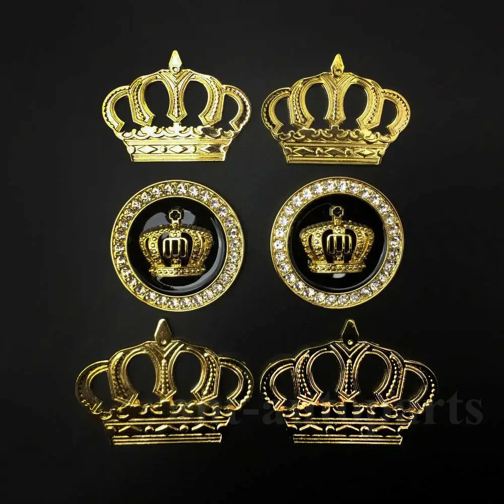 6pcs Metal Crown Luxury VIP Decorative Emblems Car Badges Decals Stickers Golden