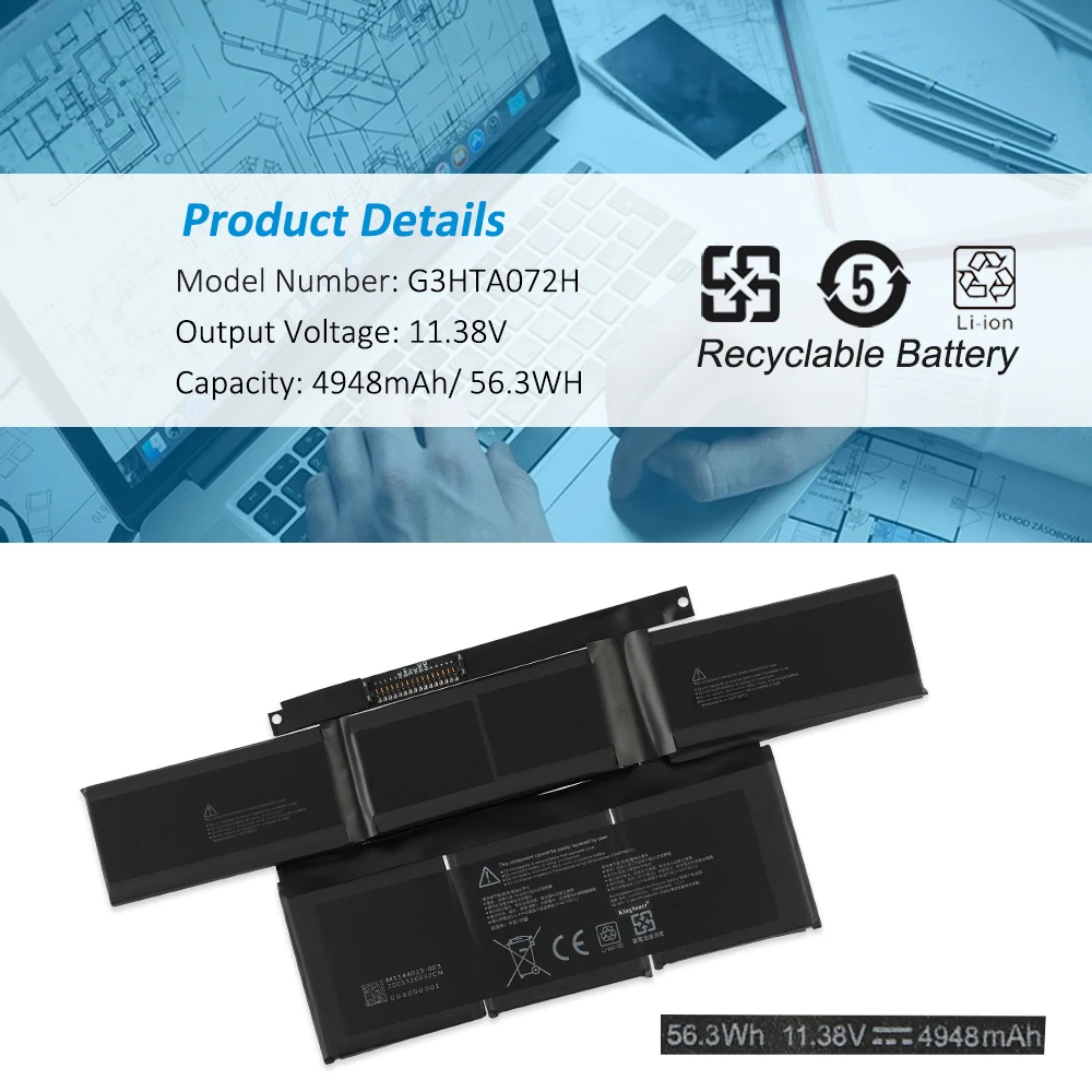 Imagem -03 - Kingsener-bateria do Portátil para o Microsoft Surface Laptop Studio 14.4 in 1964 11.38v 4948mah G3hta071h